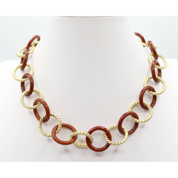 Unbranded Jewelry - Vintage 60s/70s Brown Lucite & Gold Tone Chain Link Necklace 19.25" Unsigned